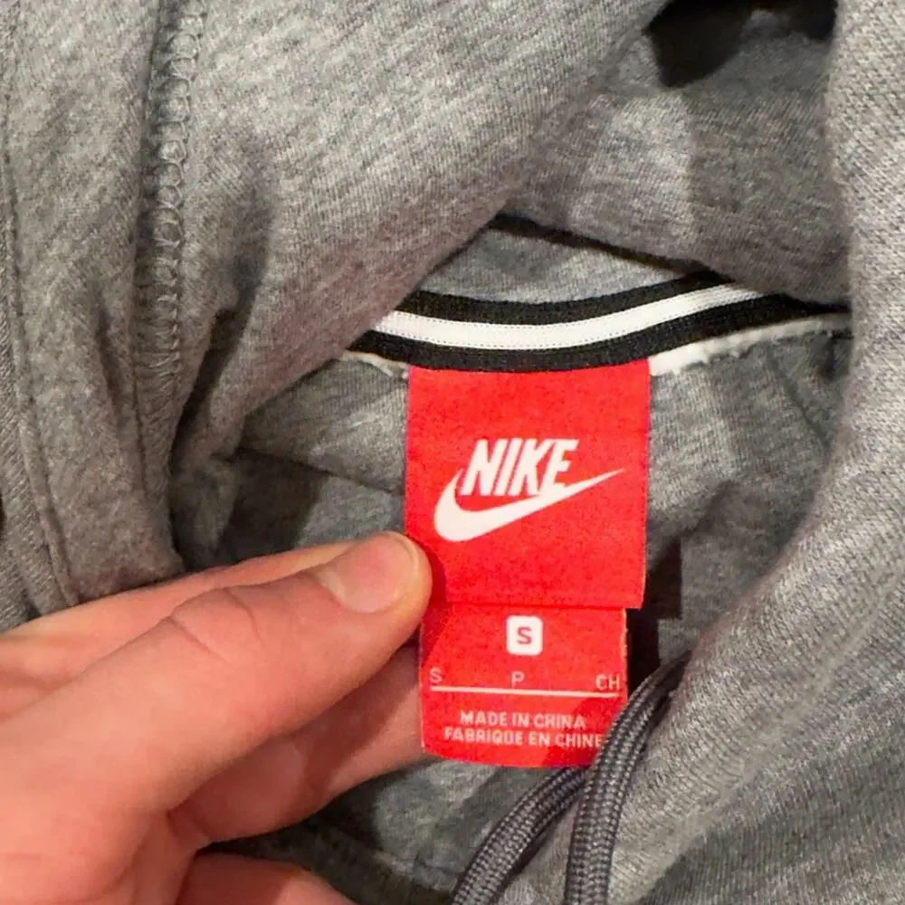 Nike Women’s S Nike Tech Hoodie Gray Funnel Neck Pullover Cotton Charcoal Warm